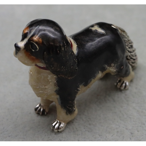 266 - A Saturno 925 silver and enamelled King Charles Spaniel, 5.5cm long, 4cm high, 1.9oz gross