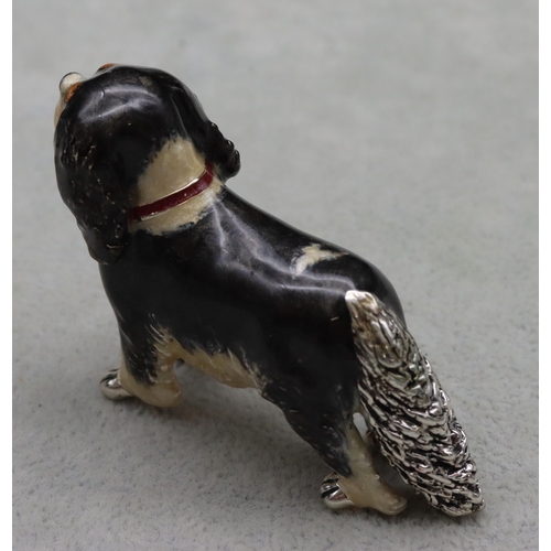 266 - A Saturno 925 silver and enamelled King Charles Spaniel, 5.5cm long, 4cm high, 1.9oz gross