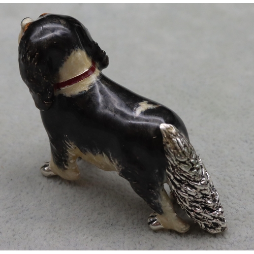 266 - A Saturno 925 silver and enamelled King Charles Spaniel, 5.5cm long, 4cm high, 1.9oz gross