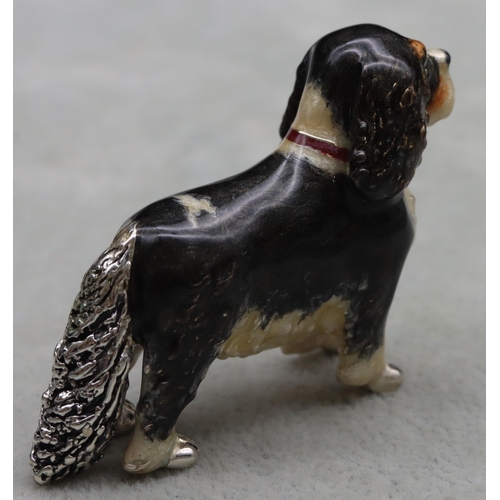 266 - A Saturno 925 silver and enamelled King Charles Spaniel, 5.5cm long, 4cm high, 1.9oz gross