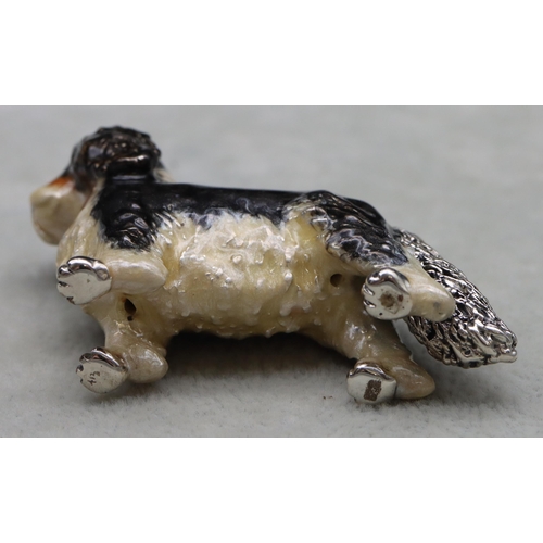 266 - A Saturno 925 silver and enamelled King Charles Spaniel, 5.5cm long, 4cm high, 1.9oz gross