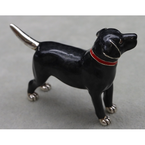 268 - A Saturno 925 silver and enamelled black Labrador, 7.4cm long, 5cm high, 2oz