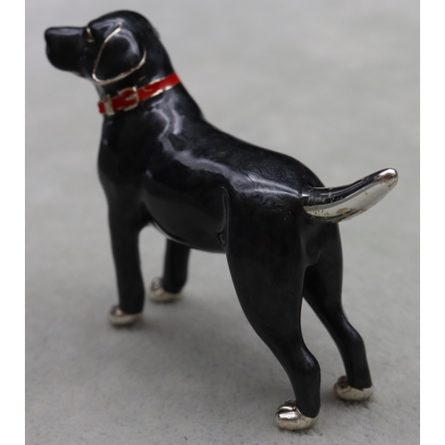 268 - A Saturno 925 silver and enamelled black Labrador, 7.4cm long, 5cm high, 2oz