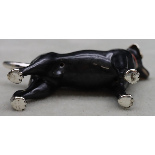 268 - A Saturno 925 silver and enamelled black Labrador, 7.4cm long, 5cm high, 2oz