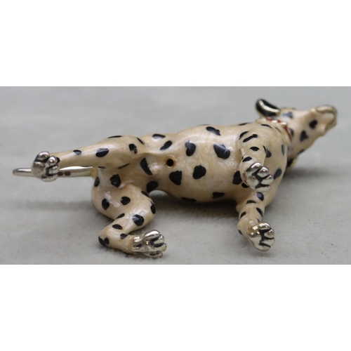 269 - A Saturno 925 silver and enamelled Dalmatian, 7.5cm long, 6cm high, 1.9oz gross