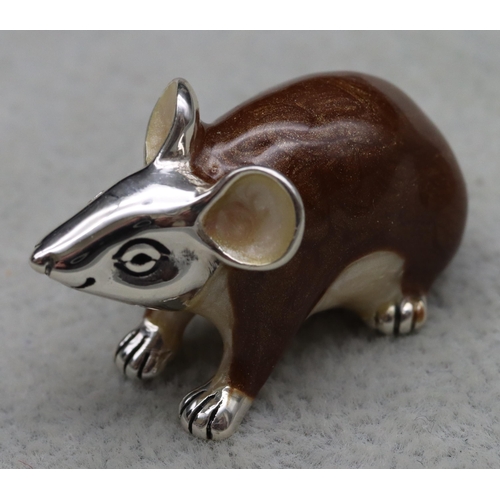 270 - A Saturno 925 silver and enamelled Mouse, 3.5cm long, 0.48oz