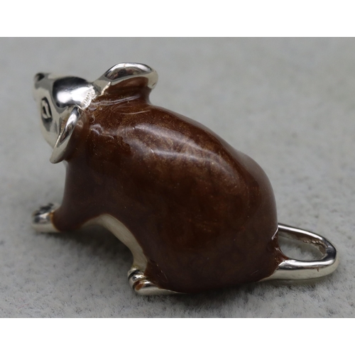 270 - A Saturno 925 silver and enamelled Mouse, 3.5cm long, 0.48oz