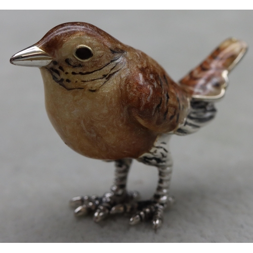 271 - A Saturno 925 silver and enamelled Wren, 3cm high, 0.62oz gross