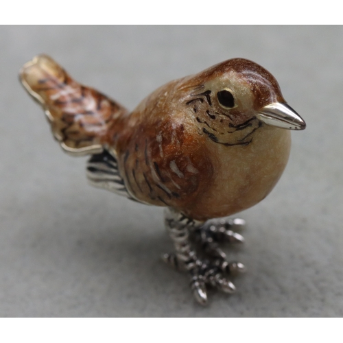 271 - A Saturno 925 silver and enamelled Wren, 3cm high, 0.62oz gross