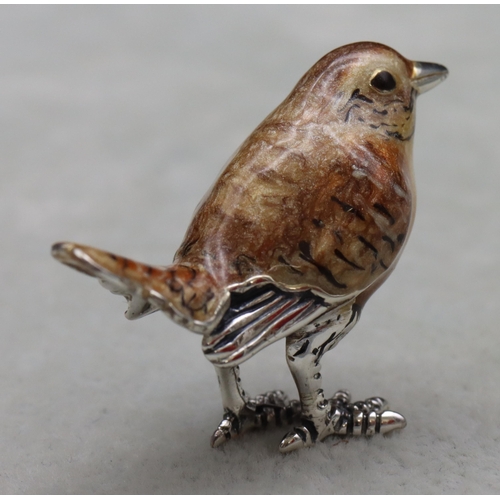 271 - A Saturno 925 silver and enamelled Wren, 3cm high, 0.62oz gross