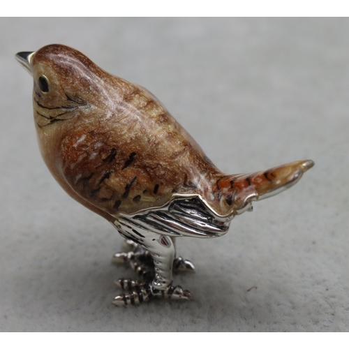 271 - A Saturno 925 silver and enamelled Wren, 3cm high, 0.62oz gross