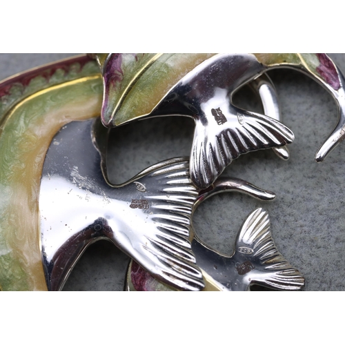 272 - A set of 3 graduated Saturno 925 silver and enamelled Angel fish, 5.5cm high, 3.5cm high and 3cm hig... 