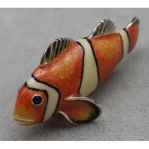 273 - A Saturno 925 silver and enamelled model of a Clown fish, 6cm long, 1.1oz