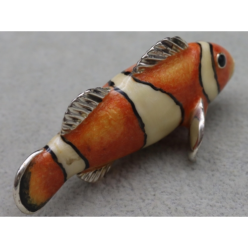 273 - A Saturno 925 silver and enamelled model of a Clown fish, 6cm long, 1.1oz