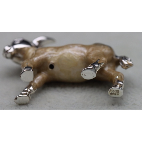 276 - A Saturno 925 silver and enamelled small figure of a Donkey, 4cm long, 0.60oz