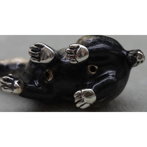 278 - A Saturno 925 silver and enamelled figure of a Badger, 5cm long, 1.1oz