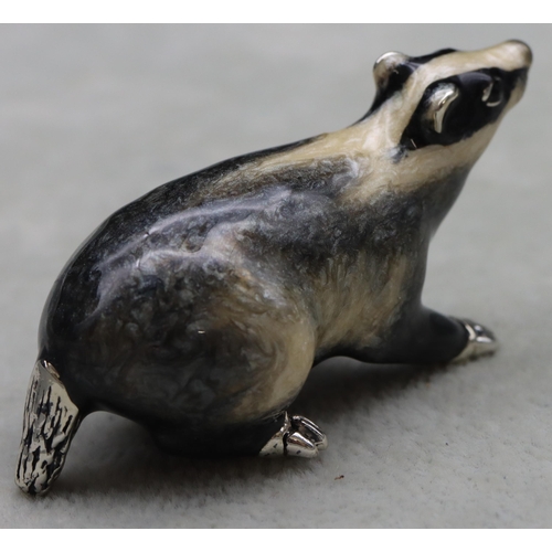 280 - A Saturno 925 silver and enamelled model of a Badger, 5.5cm long, 3cm high, 1.6oz