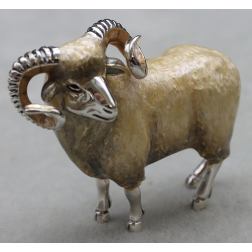 281 - A Saturno 925 silver and enamelled figure of a Ram, 7.5cm long, 5.5cm high, 4.2oz