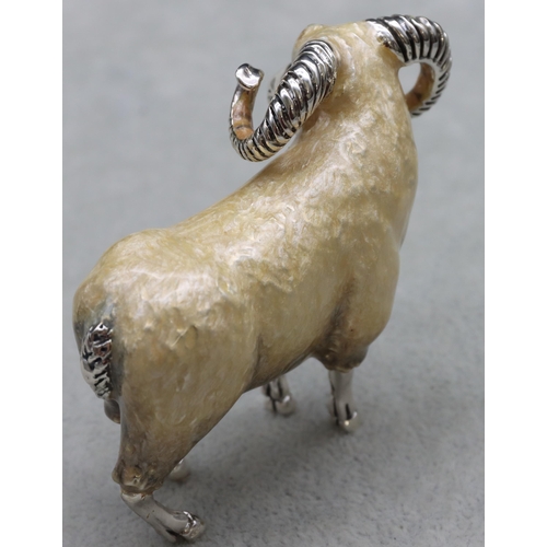 281 - A Saturno 925 silver and enamelled figure of a Ram, 7.5cm long, 5.5cm high, 4.2oz