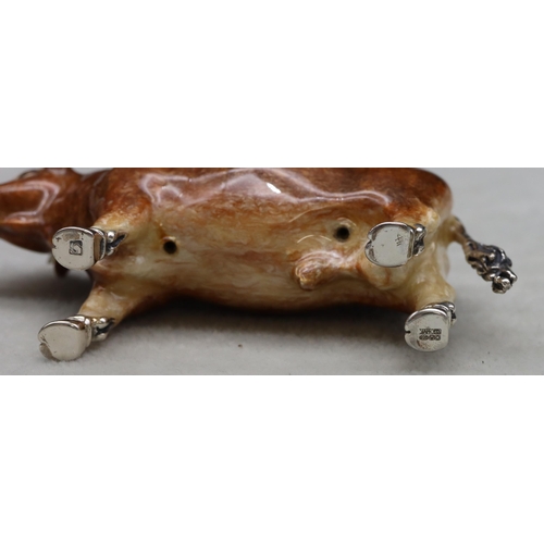 283 - A Saturno 925 silver and enamelled model of a Bull, 9.5cm long, 5cm high, 3.8oz