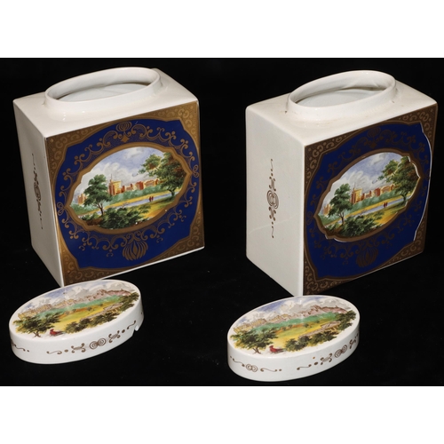 3 - A pair of Royal Cauldon Bristol ironstone rectangular shaped tea caddies with oval covers (1 cover c... 