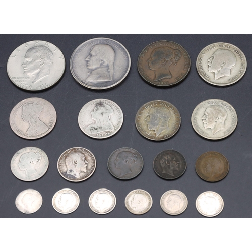 505 - 3 silver Threepences, 1918, 1919 and 1920, 3 similar coins, 7 silver coins, a copper States of Jerse... 