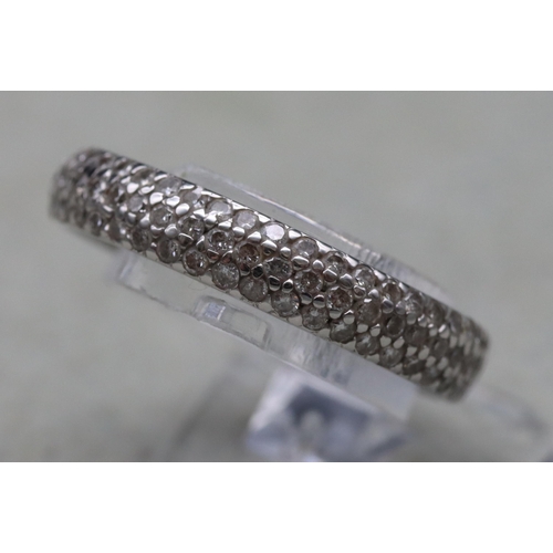 514 - An 18ct white gold ladies' diamond full eternity ring with 3 rows of small diamonds, maker's mark TH... 