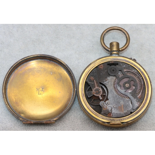 613 - A Chester silver pocket watch with white enamel dial and Roman and Arabic numerals, with locking but... 