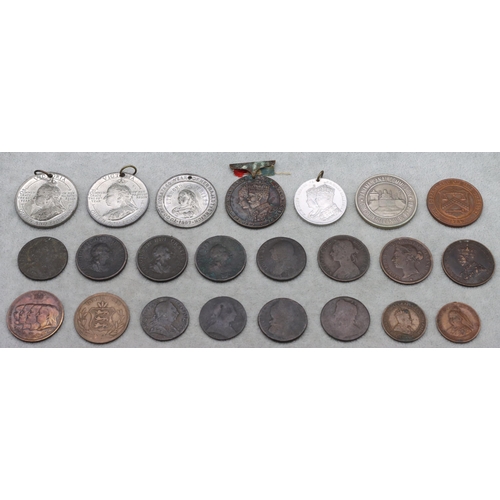 670 - A selection of 18th/19th and early 20th Century coins, medallions and tokens