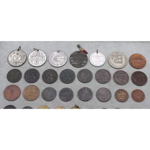 670 - A selection of 18th/19th and early 20th Century coins, medallions and tokens