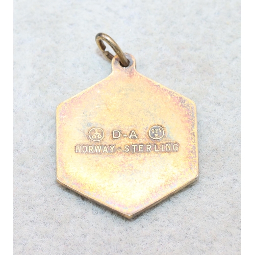 692 - A Norwegian sterling silver and enamelled pendant, stamped 