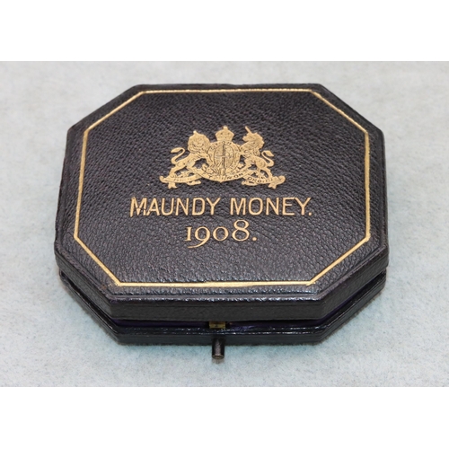 693 - An Edward VII four coin Maundy set, 1908, in original box