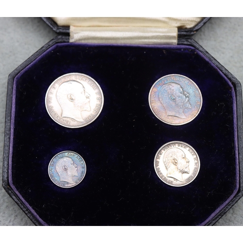 693 - An Edward VII four coin Maundy set, 1908, in original box