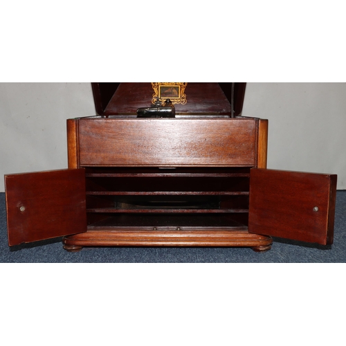 818 - An HMV mahogany gramophone, labelled JB Cramer & Co. Liverpool Ltd., 56cm deep, 46cm wide, 40cm high... 