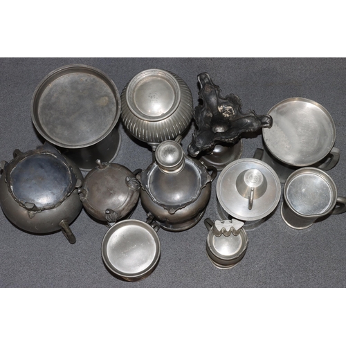 833 - J McGlashan & Co., Glasgow, pewter large tankard, 16.5cm high and various other pewter tankards, mea... 