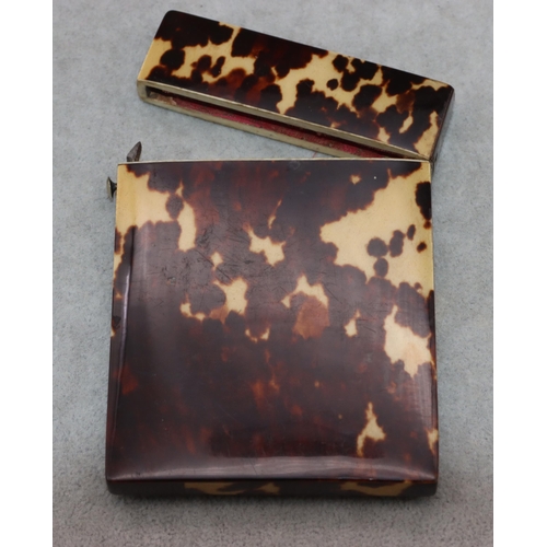 836 - A 19th Century tortoiseshell card case with monogrammed 