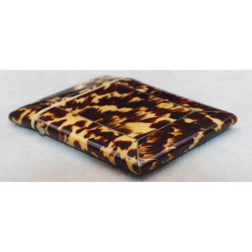 837 - A 19th Century tortoiseshell card case with hinged lid, 10.6cm high, 8cm wide