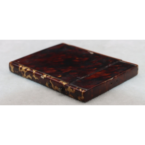 837 - A 19th Century tortoiseshell card case with hinged lid, 10.6cm high, 8cm wide