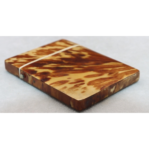 840 - A 19th Century blonde tortoiseshell card case with hinged lid, 11cm high, 8cm wide