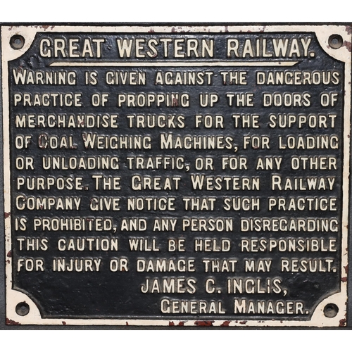 890 - Great Western Railway cast iron sign 