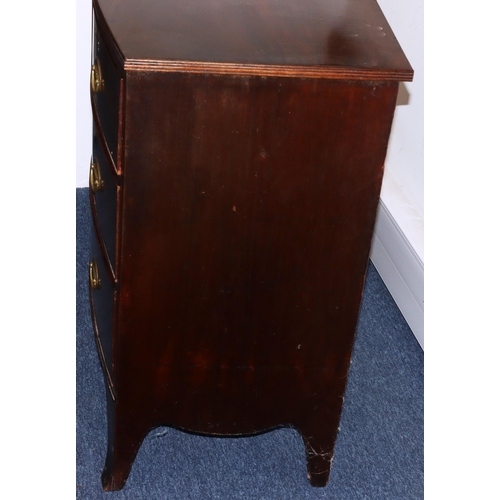 988 - A 19th Century small mahogany bow fronted chest of drawers, 2 short above 2 long graduated drawers w... 