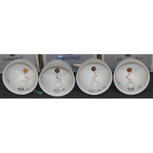 126 - 4 Lladro china bells (3 boxed)