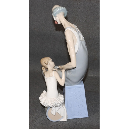 142 - A large Lladro group of seated clown and ballerina performing card trick, 41.5cm high