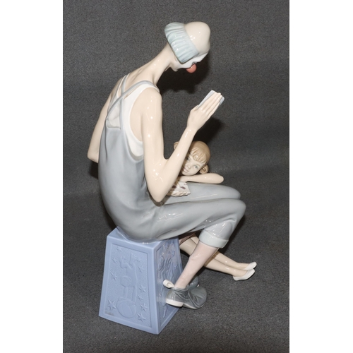 142 - A large Lladro group of seated clown and ballerina performing card trick, 41.5cm high