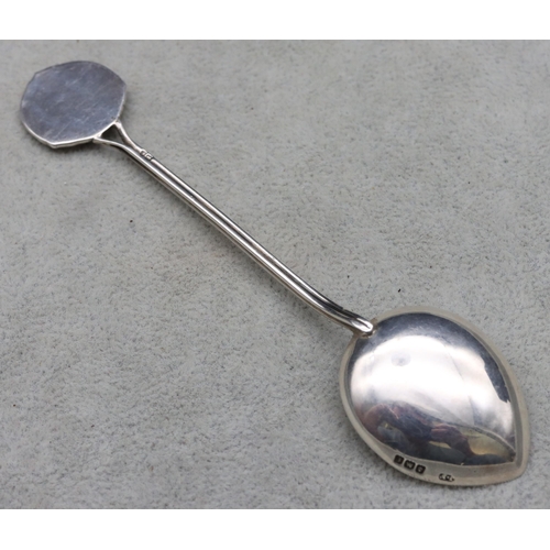 334 - An Edward VII James Fenton for Liberty & Co. silver and enamelled teaspoon with blue, turquoise and ... 