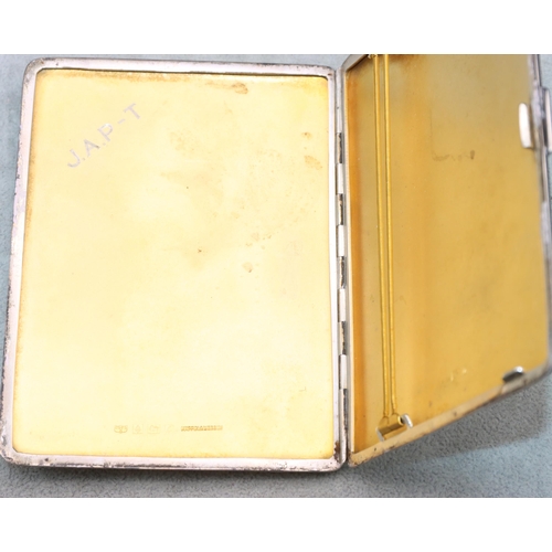 351 - A large Birmingham silver cigarette case with allover engine turned decoration and hinged front, 196... 