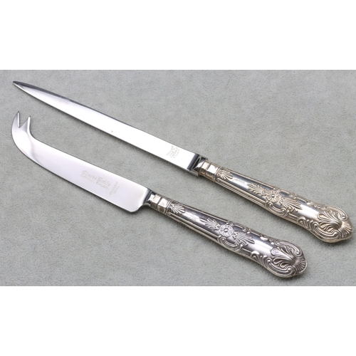 372 - A Birmingham silver handled Kings pattern paper knife and a similar Sheffield silver handled cheese ... 