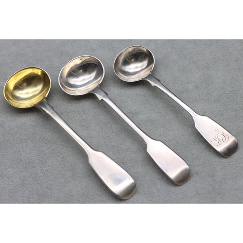 380 - 3 Victorian silver salt spoons, 184, maker Henry Holland, 1850, maker George Adams and 1855, maker C... 