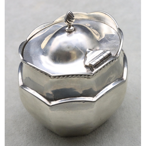 408 - A late Victorian silver small oval tea caddy with hinged lid and scallop shaped rim, Birmingham 1900... 