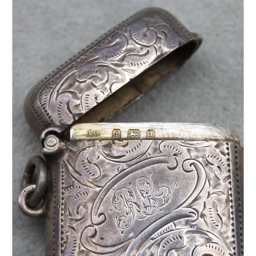 432 - An Edward VII silver vesta case with allover chased decoration and hinged lid, Birmingham 1903, 0.86... 